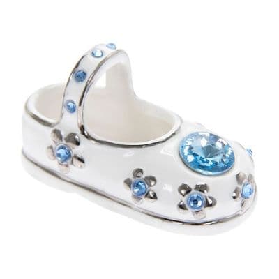 White & Blue Ceramic Baby Boy Booties From The Leonardo Collection