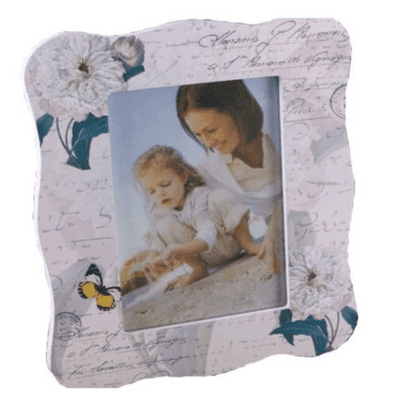 White Vintage Design Floral Photo Frame