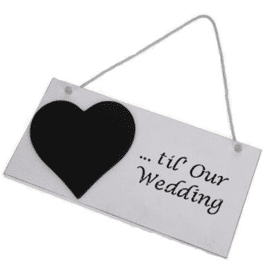 White Wooden Hanging Countdown Sign...Till Our Wedding