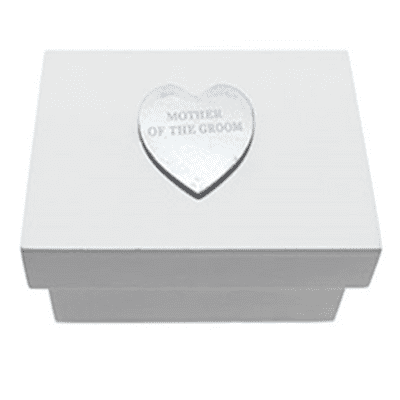 White Wooden Mother of the Groom Trinket Box