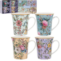 William Kilburn Set Of Four Floral Design Mugs
