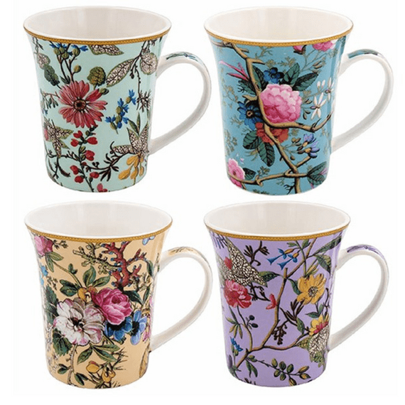 William Kilburn Set Of Four Floral Design Mugs