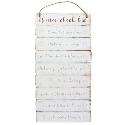 Winter Checklist Wooden Wall Sign