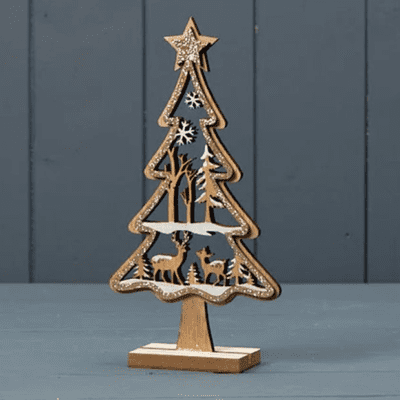 Wooden Free Standing Glittery Tree