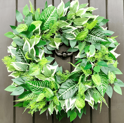 Year Round Faux Greenery Door Welcome Wreath