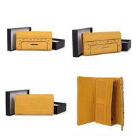 Yellow Rivet and Crystal Design Long Purse Wallet