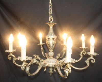 A VINTAGE FRENCH CHANDELIER  LARGE  8 ARM  METAL  CEILING LIGHT Ref: ADC18