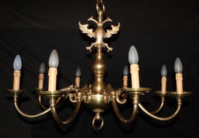 LARGE VINTAGE  FLEMISH BRASS CHANDELIER 8 arm  CEILING LIGHT - Ref: AAP10