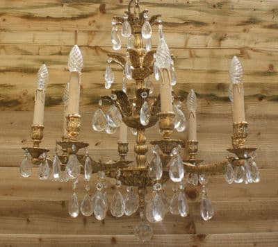 LARGE VINTAGE  FRENCH BRASS CHANDELIER  8 ARM  CEILING LIGHT  Ref: AMY19