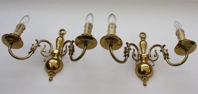 PAIR OF  FLEMISH  WALL LIGHTS,  2  BRASS  SCONCES WITH FISH FEATURES  Ref: ANV18