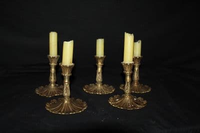 SET OF  5  VINTAGE  BRASS CANDLESTICKS  Ref: AJL13