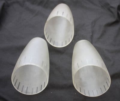 THREE VINTAGE CONE SHAPED  GLASS CHANDELIER , CEILING LIGHT    SHADES  Ref:  AJN18b