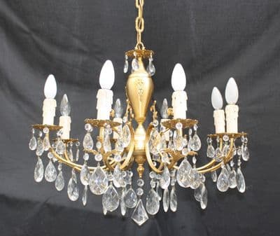 VINTAGE  BRASS CHANDELIER, FRENCH  8 ARM   CEILING LIGHT  - Ref: AOT30