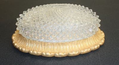 VINTAGE  CEILING LIGHT,  OVAL GLASS DOME PLAFONNIER LIMBURG Ref: AMY28L