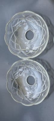 VINTAGE CHANDELIER PARTS,   2 GLASS BOBECHE, CUP,S DISHES ,  SPARES OR  REPAIR  REF: AOT20a