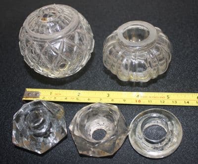 VINTAGE CHANDELIER PARTS 5 GLASS CENTRAL COLUMN PIECES FOR SPARES REPAIR  REF: AFB17a