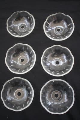 VINTAGE CHANDELIER PARTS,  6 GLASS BOBECHES, CUPS, DISH,  SPARES OR  REPAIR  REF: AFB2a