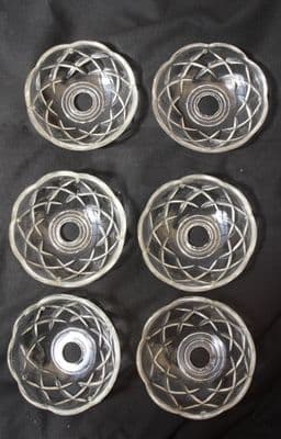 VINTAGE CHANDELIER PARTS,  6 GLASS BOBECHES, CUPS, DISH,  SPARES OR  REPAIR  REF: AjJL10a