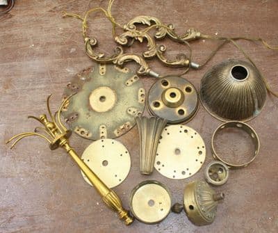 VINTAGE CHANDELIER  PARTS ; MIXED BRASS  PARTS  Ref:  AFB3C