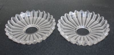 VINTAGE CHANDELIER PARTS PAIR BACCARAT GLASS BOBECHES  2 DISHES CUPS   Ref: AFB17