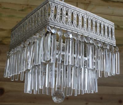 VINTAGE CHANDELIER SILVER COLOURED  2 TIER WATERFALL CEILING LIGHT Ref: AMR1