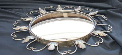 VINTAGE CIRCULAR BRASS FRAMED CONVEX MIRROR. FOR SPARES REPAIR Ref:  AMY25
