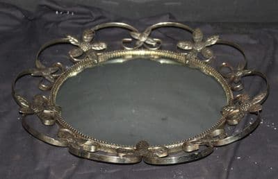 VINTAGE CIRCULAR METAL FRAMED CONVEX MIRROR. Ref:  AJL17
