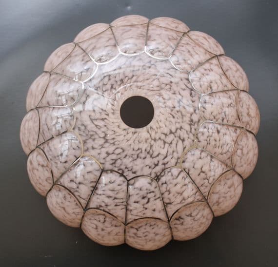 VINTAGE  CIRCULAR  PINK GLASS DECO STYLE CEILING LIGHT    SHADE  Ref:  AOT20