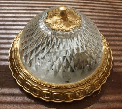 VINTAGE FLUSH MOUNT CEILING LIGHT,  CIRCULAR GLASS DOME PLAFONNIER   Ref: AJU23