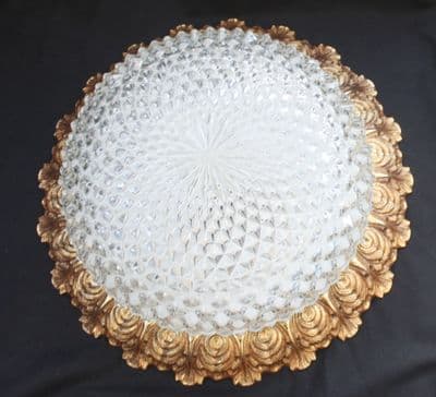 VINTAGE FLUSH MOUNT CEILING LIGHT,  CIRCULAR GLASS DOME PLAFONNIER  Ref: AMC14