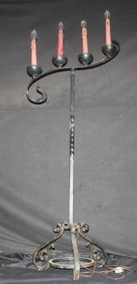 VINTAGE FRENCH BLACK METAL STANDARD LAMP FLOOR LAMP,   Ref: AMR31