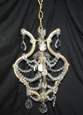 VINTAGE MARIE THERESE CHANDELIER,   GLASS CLAD CAGE CEILING LIGHT - Ref: AFB26a