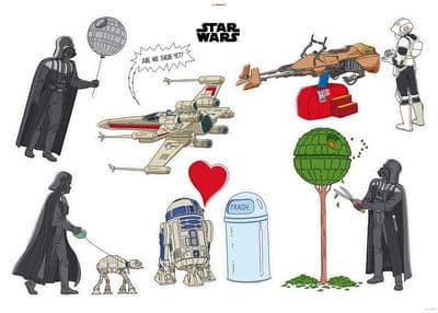 100 x 70 cm Wall & Furniture stickers set Star Wars starships Vader