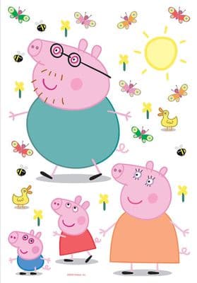 42.5 x 65cm Wall & Furniture stickers Peppa Pig family decals set