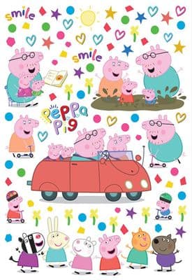 42.5 x 65cm Wall & Furniture stickers SET Peppa Pig car decals set