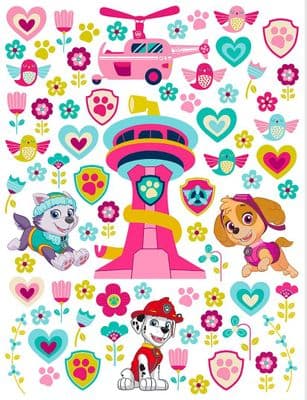 65 x 85 cm Wall & Furniture stickers Paw Patrol Be Happy pink girly decals set