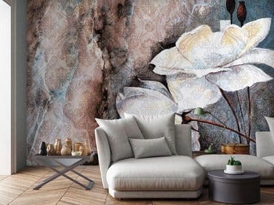 Abstract floral composition White Non-Woven photo wallpaper