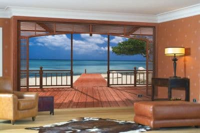 Beach and Sea view from Villa wall mural