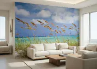 Beach scene wall mural for bedroom walls UK shop