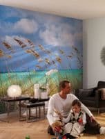 Beach scene wall mural for bedroom walls UK shop