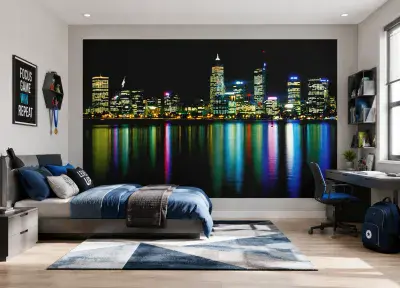 Bedroom wallpaper City Perth at night 