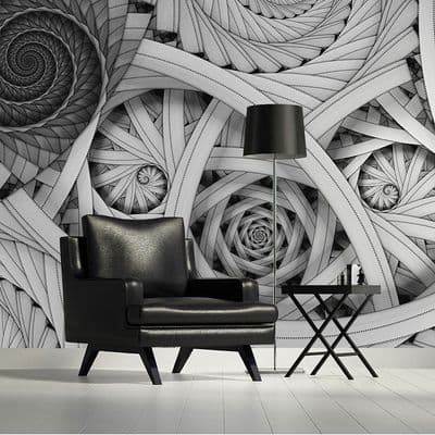 Black and white spiral design paper wallpaper