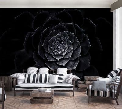 Black Flower Non-Woven photo wallpaper