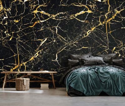 Black marbled wall photo wallpaper for living room 312x219cm