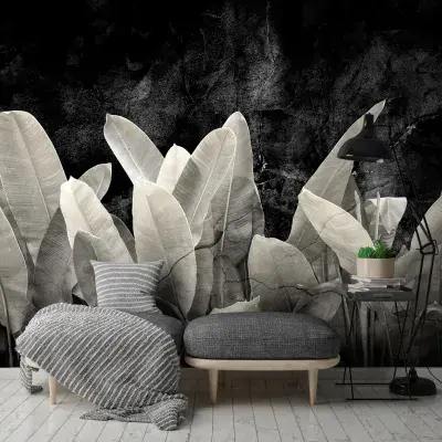 Black Plants Botanical Non-Woven Photo Wallpaper