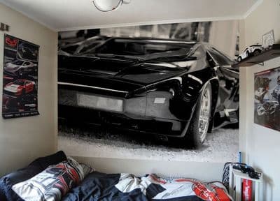 Black super sports car wall mural