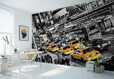 Black & white New York streets wall mural