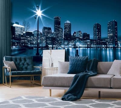 Blue city bedroom photo wallpaper 368x254cm