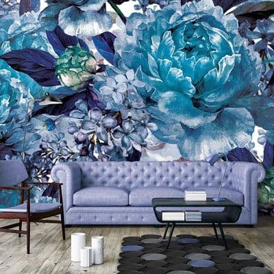 Blue floral composition Non-Woven photo wallpaper