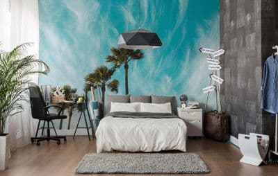 Blue Sky Background and palms wallpaper mural